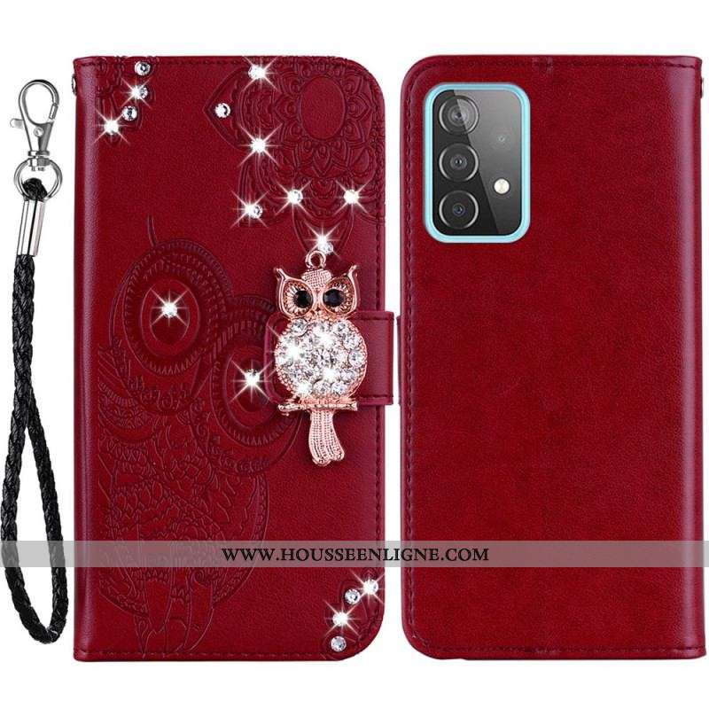 Housse Samsung Galaxy A53 5G Hibou Mandala et Breloque