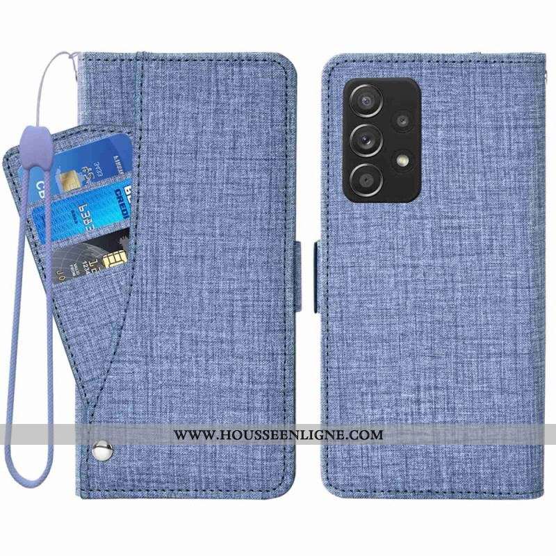 Housse Samsung Galaxy A53 5G Jeans avec Porte-Cartes Rotatif