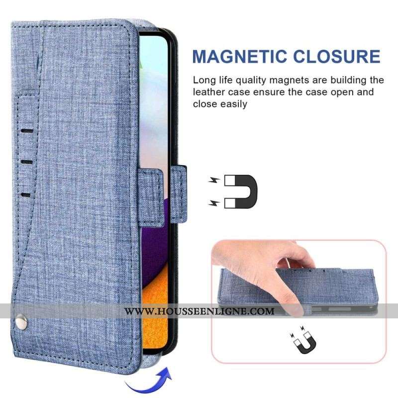 Housse Samsung Galaxy A53 5G Jeans avec Porte-Cartes Rotatif