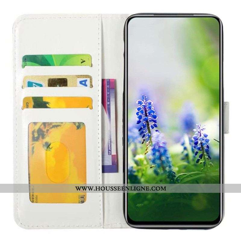 Housse Samsung Galaxy A53 5G Papillons Bleus à Lanière