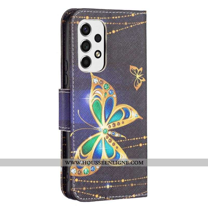 Housse Samsung Galaxy A53 5G Papillons Dorés