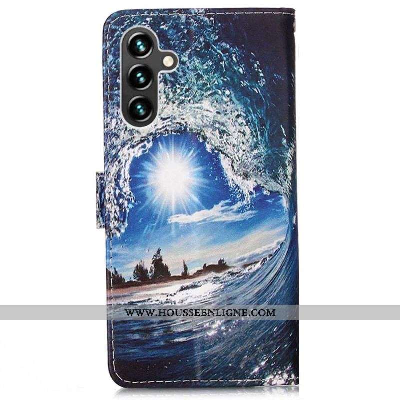 Housse Samsung Galaxy A54 5G Kiffe la Vague à Lanière