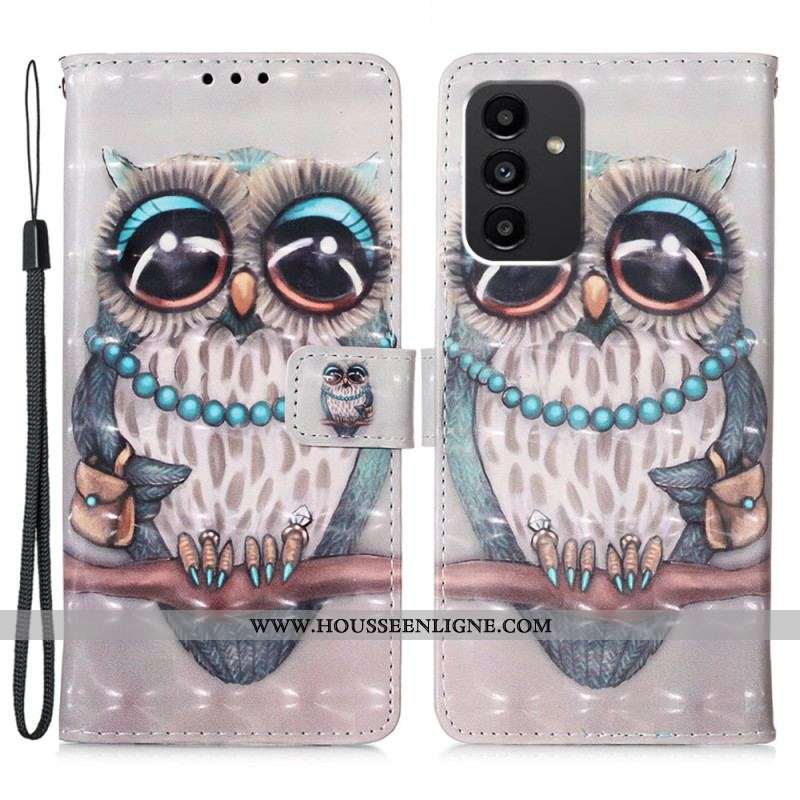 Housse Samsung Galaxy A54 5G Miss Hibou avec Lanière