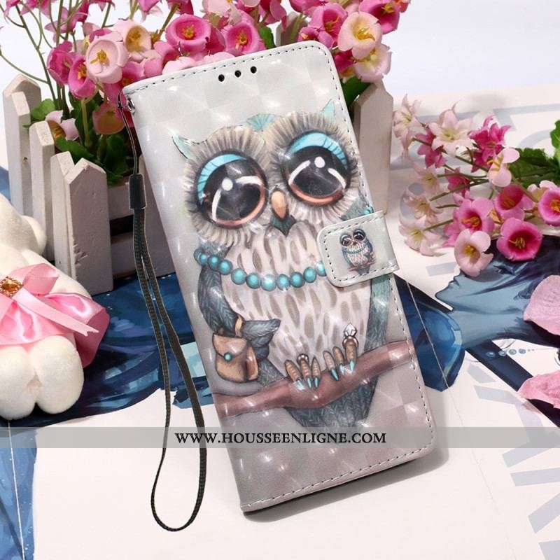 Housse Samsung Galaxy A54 5G Miss Hibou avec Lanière