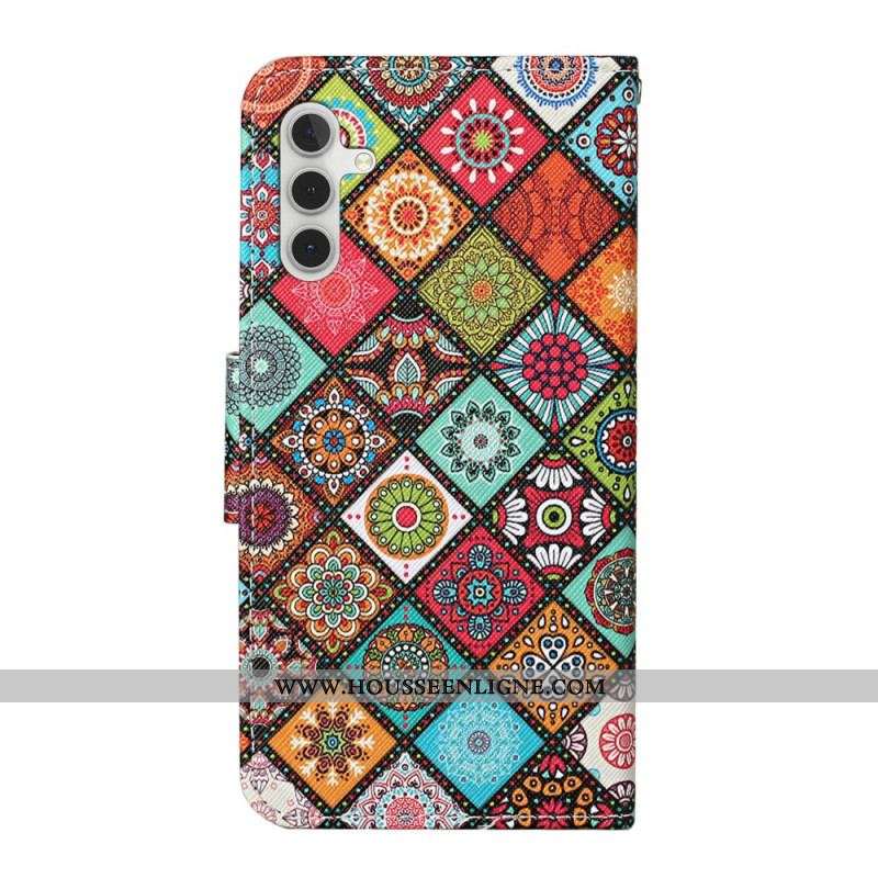 Housse Samsung Galaxy A54 5G Patchwork avec Lanière