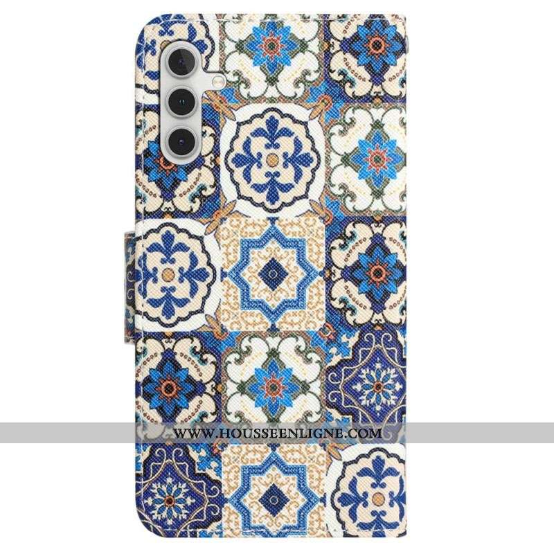 Housse Samsung Galaxy A54 5G Patchwork à Lanière