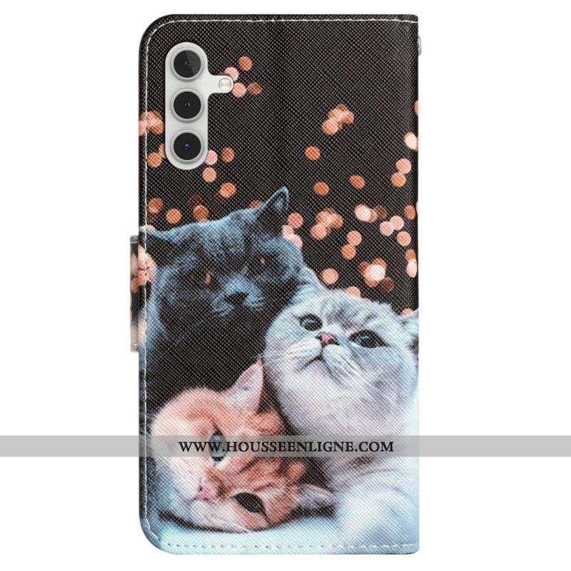 Housse Samsung Galaxy A54 5G Que des Chats à Lanière