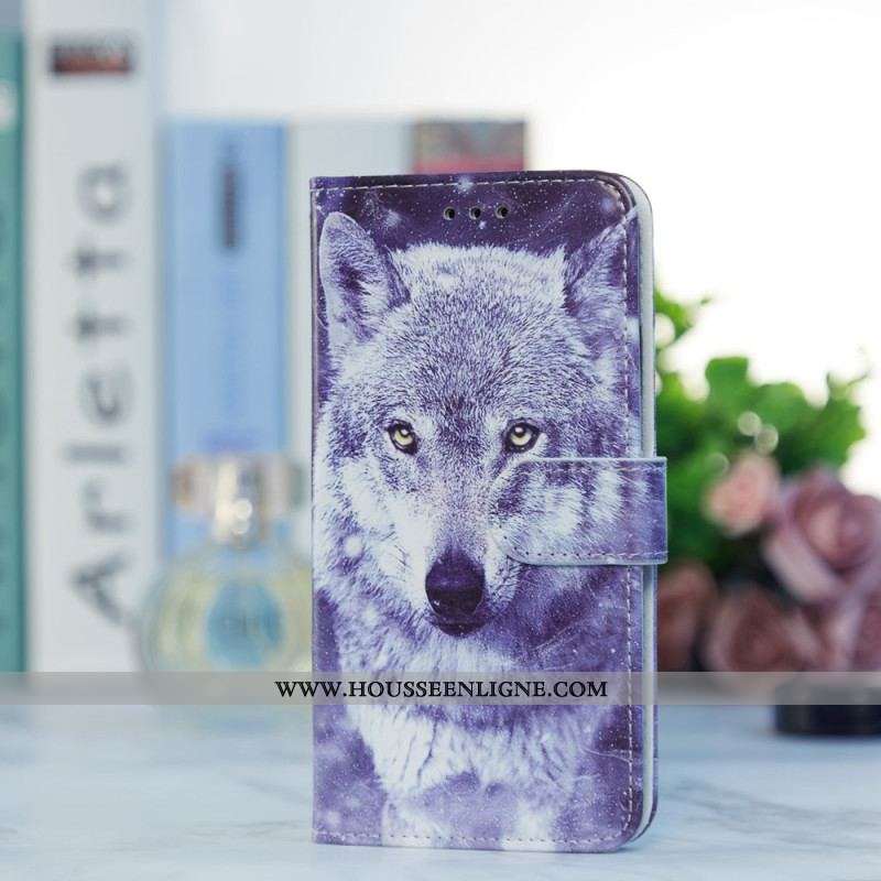 Housse Samsung Galaxy A54 5G Tendre Loup à Lanière