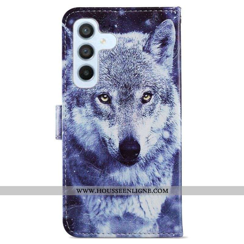 Housse Samsung Galaxy A54 5G Tendre Loup à Lanière