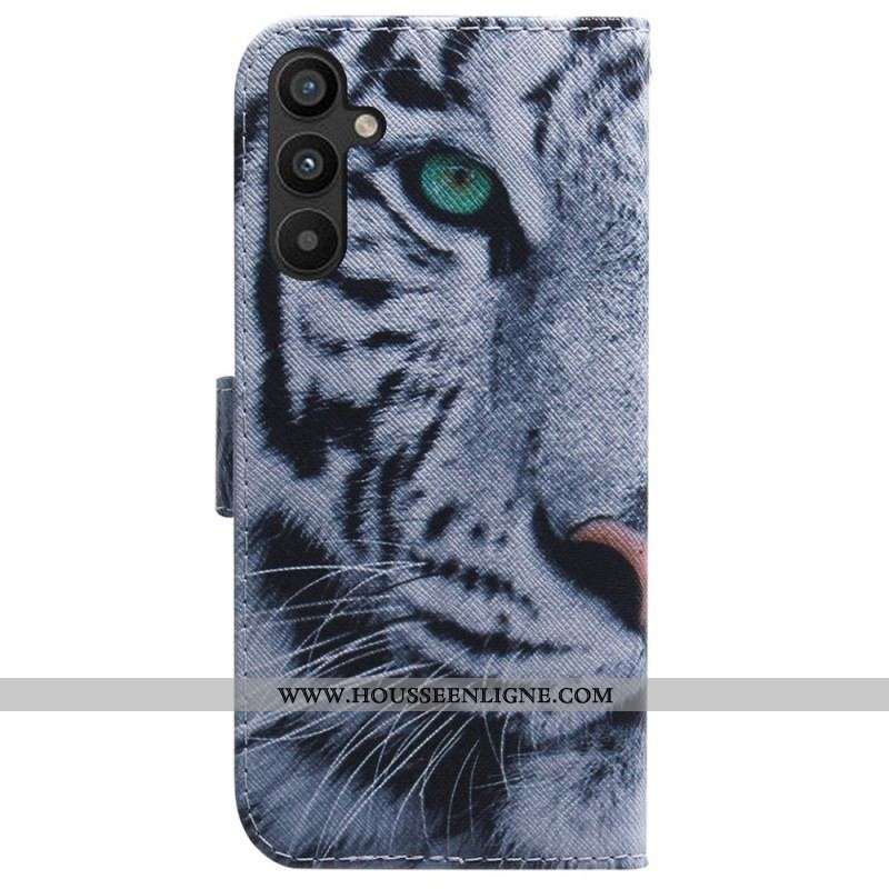 Housse Samsung Galaxy A54 5G Tigre Blanc à Lanière