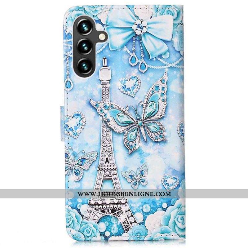 Housse Samsung Galaxy A54 5G Tour Eiffel Papillons