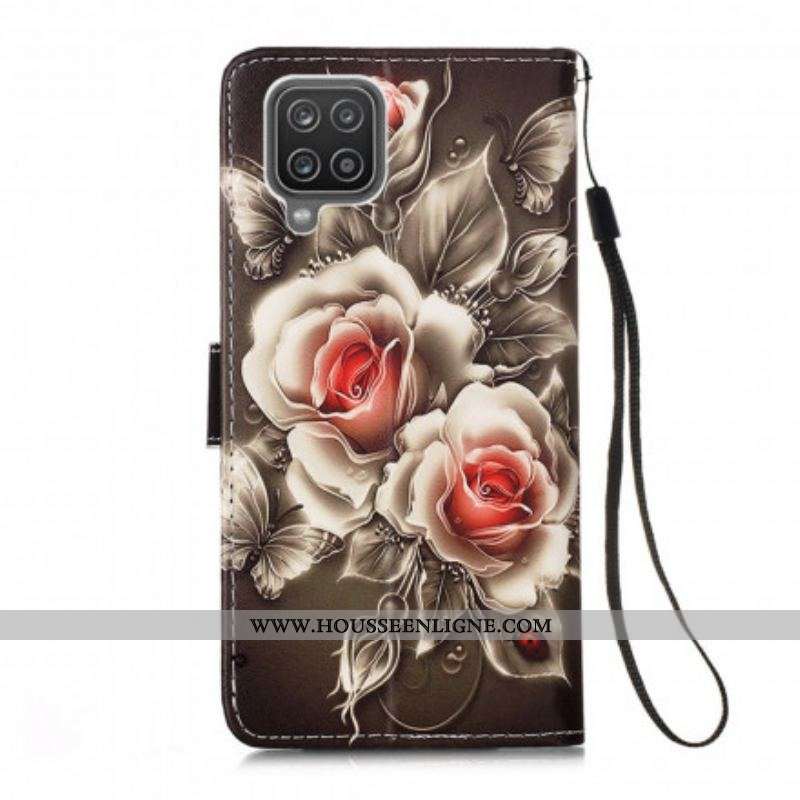 Housse Samsung Galaxy M12 / A12 Roses Dorées