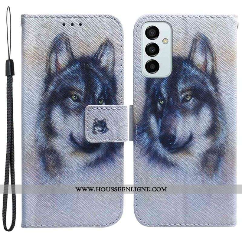 Housse Samsung Galaxy M13 Chien Aquarelle à Lanière