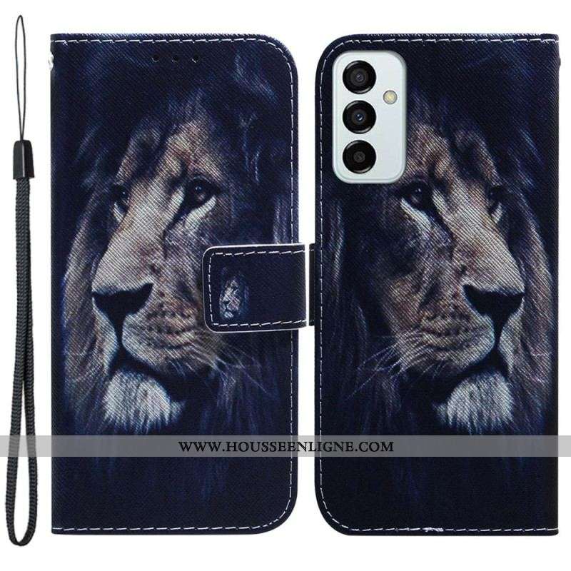 Housse Samsung Galaxy M13 Lion à Lanière