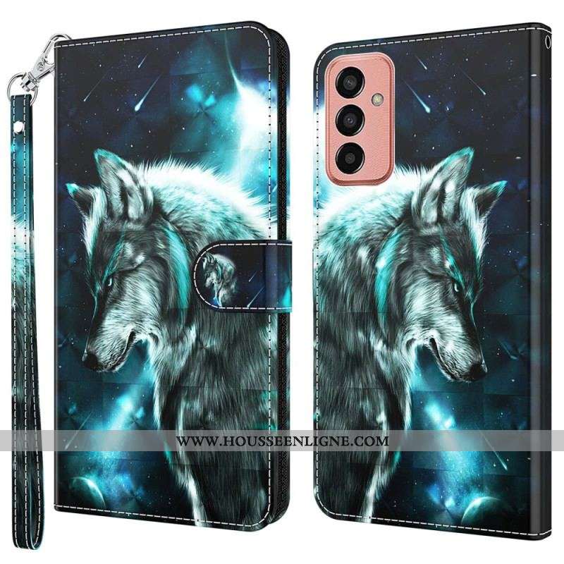 Housse Samsung Galaxy M13 Loup avec Lanière