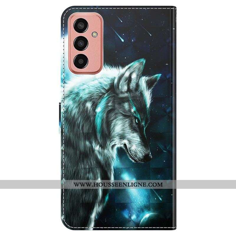 Housse Samsung Galaxy M13 Loup avec Lanière