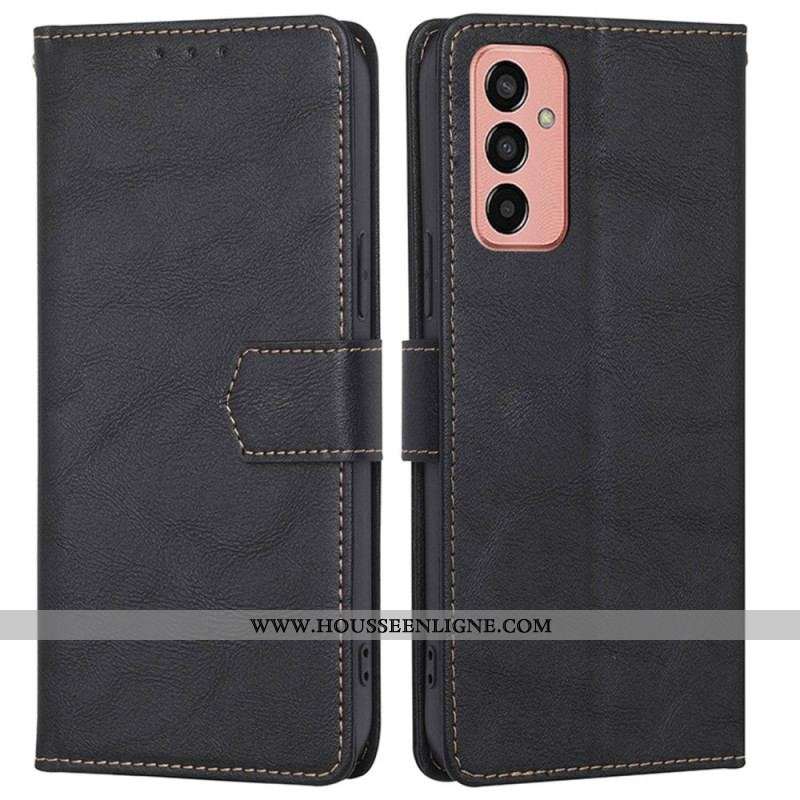 Housse Samsung Galaxy M13 Simili Cuir Vintage et Coutures