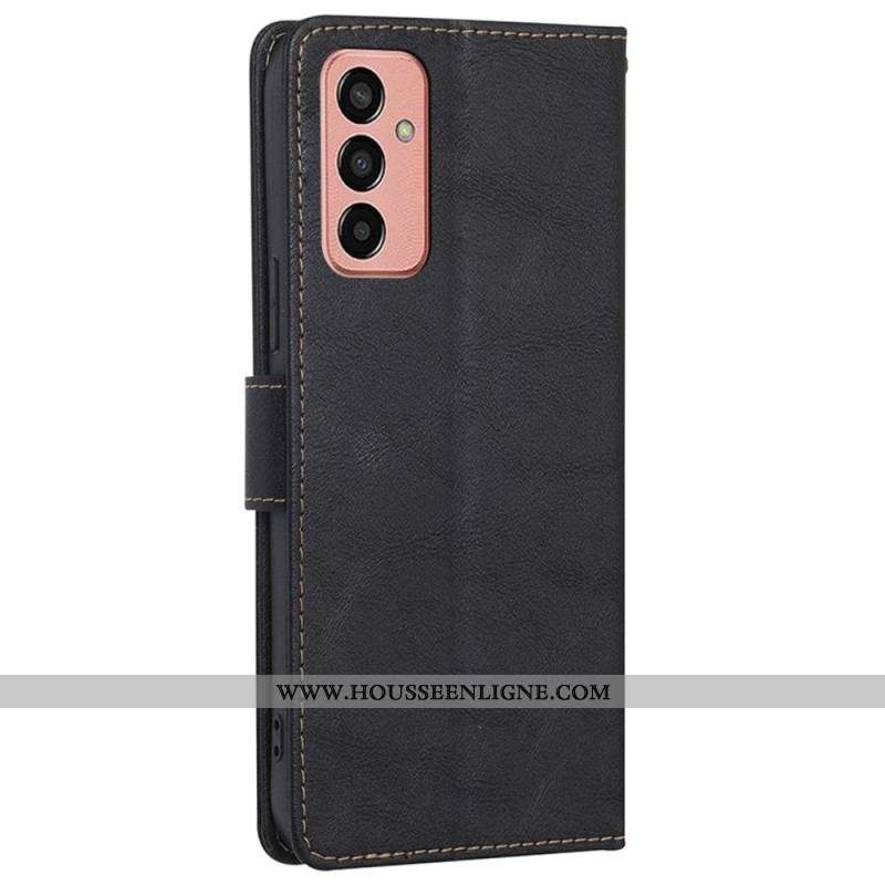 Housse Samsung Galaxy M13 Simili Cuir Vintage et Coutures