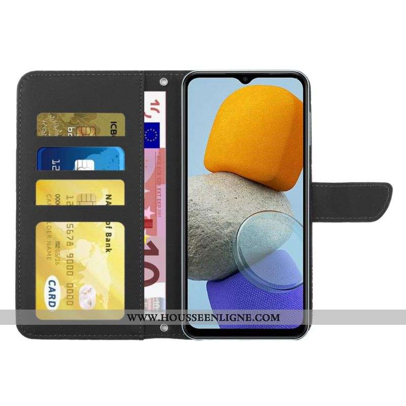 Housse Samsung Galaxy M23 5G Papillons Discrets et Bandoulière