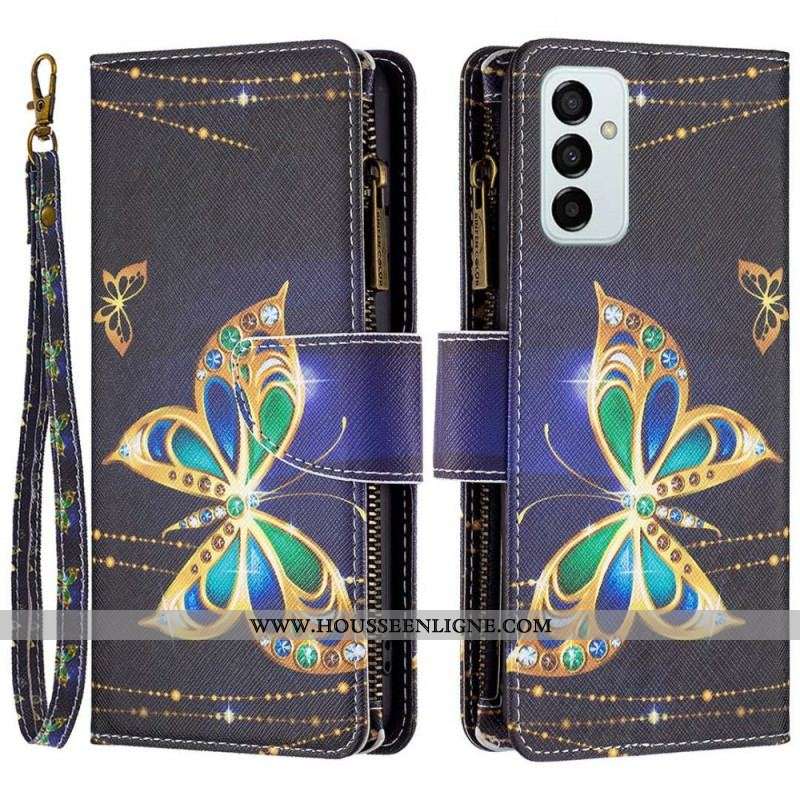 Housse Samsung Galaxy M23 5G Papillons Porte-monnaie et lanière