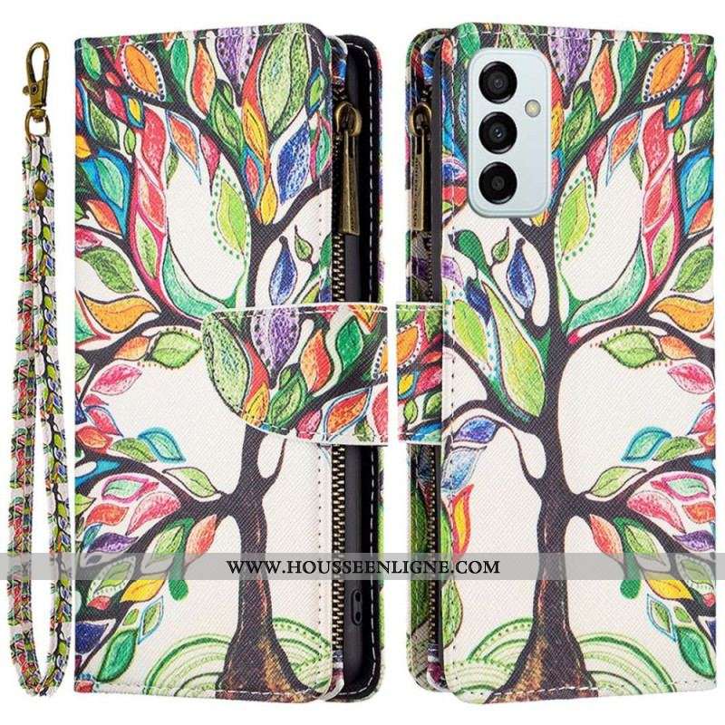 Housse Samsung Galaxy M23 5G Porte-Monnaie et Lanière Arbre