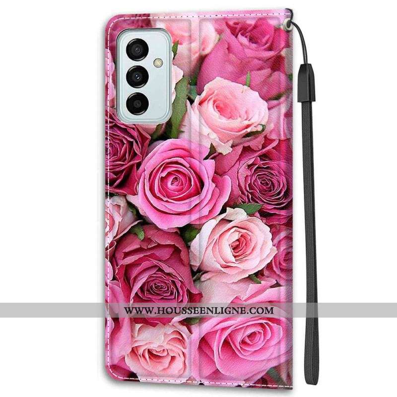 Housse Samsung Galaxy M23 5G Roses avec Lanière