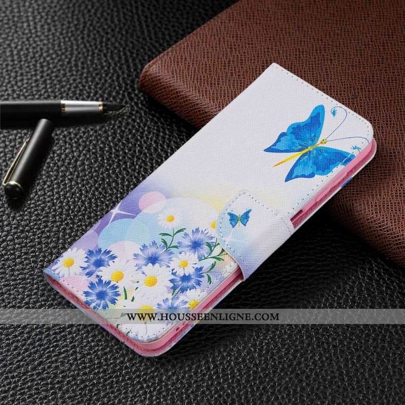 Housse Samsung Galaxy M32 Papillons et Fleurs Peints