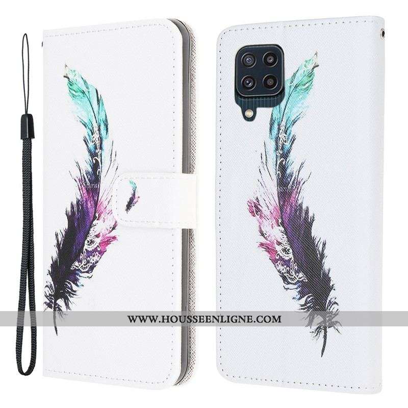 Housse Samsung Galaxy M32 Plume à Lanière