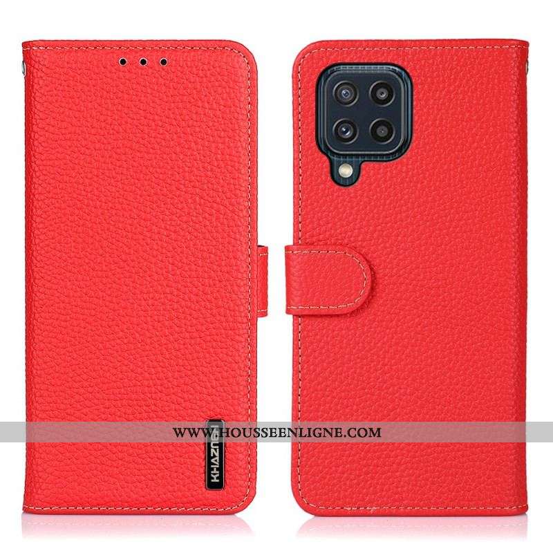 Housse Samsung Galaxy M32 Véritable Cuir Litchi KHAZNEH RFID