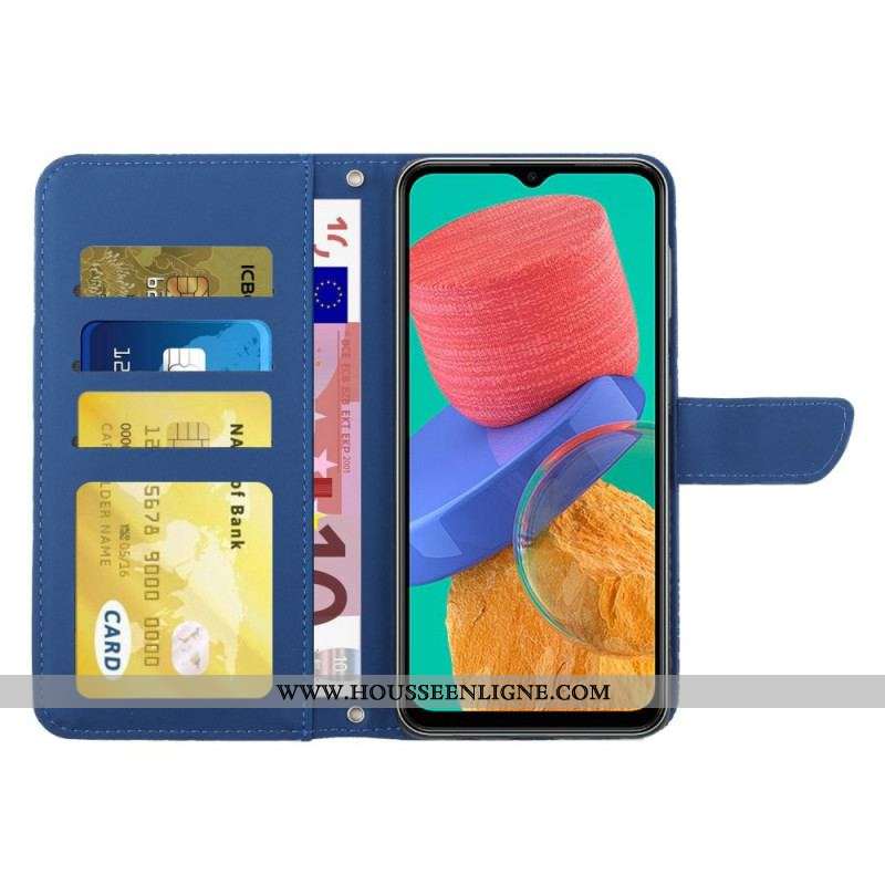 Housse Samsung Galaxy M33 5G Papillons et Bandoulière