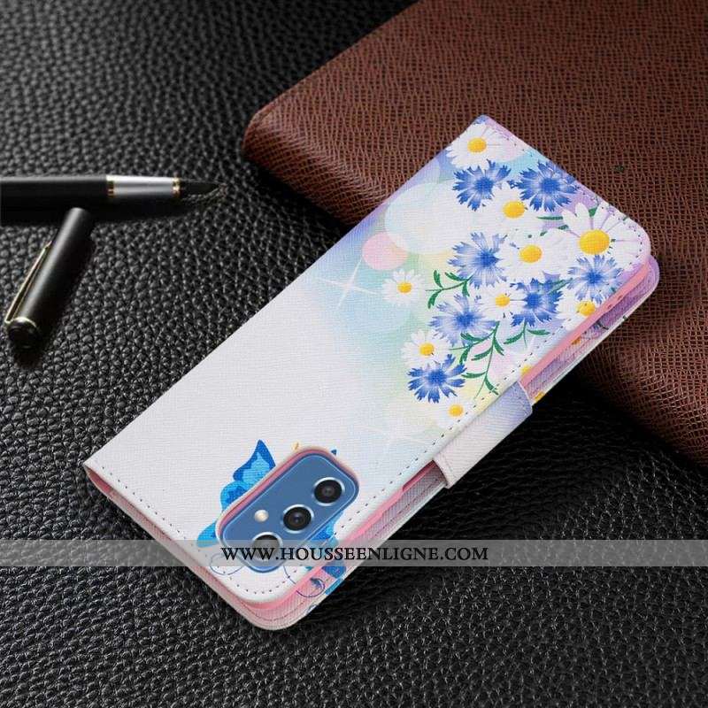 Housse Samsung Galaxy M52 5G Papillon et Fleurs