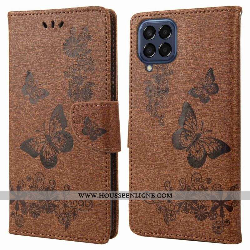 Housse Samsung Galaxy M53 5G Design Papillons à Lanière