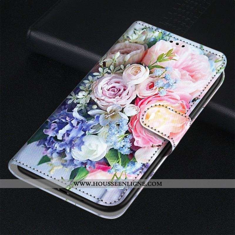 Housse Samsung Galaxy M53 5G Fleurs avec Lanière