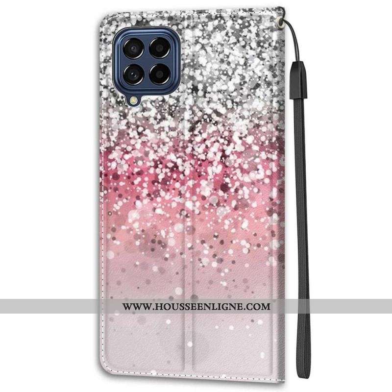 Housse Samsung Galaxy M53 5G Paillettes avec Lanière