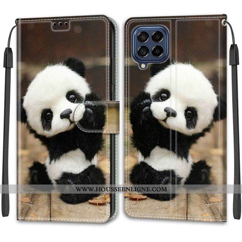 Housse Samsung Galaxy M53 5G Petit Panda à Lanière