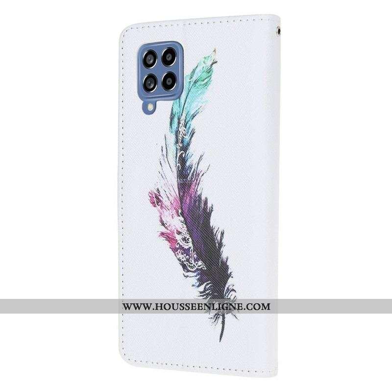 Housse Samsung Galaxy M53 5G Plume à Lanière