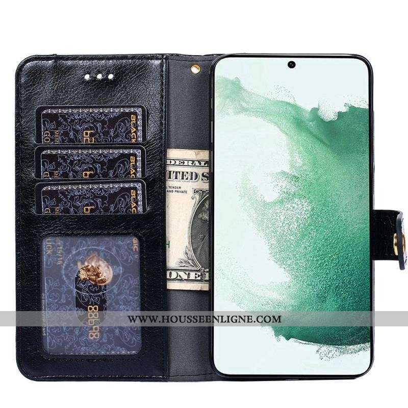 Housse Samsung Galaxy M53 5G Porte-Monnaie Frontal et Lanière