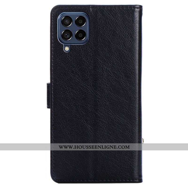 Housse Samsung Galaxy M53 5G Porte-Monnaie Frontal et Lanière