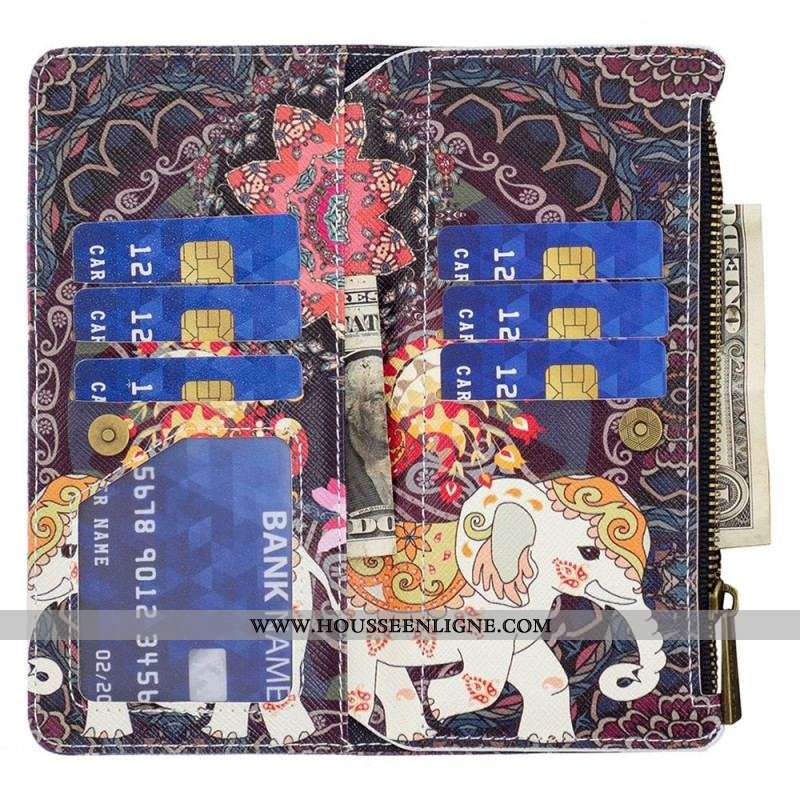 Housse Samsung Galaxy M53 5G Portefeuille Éléphant