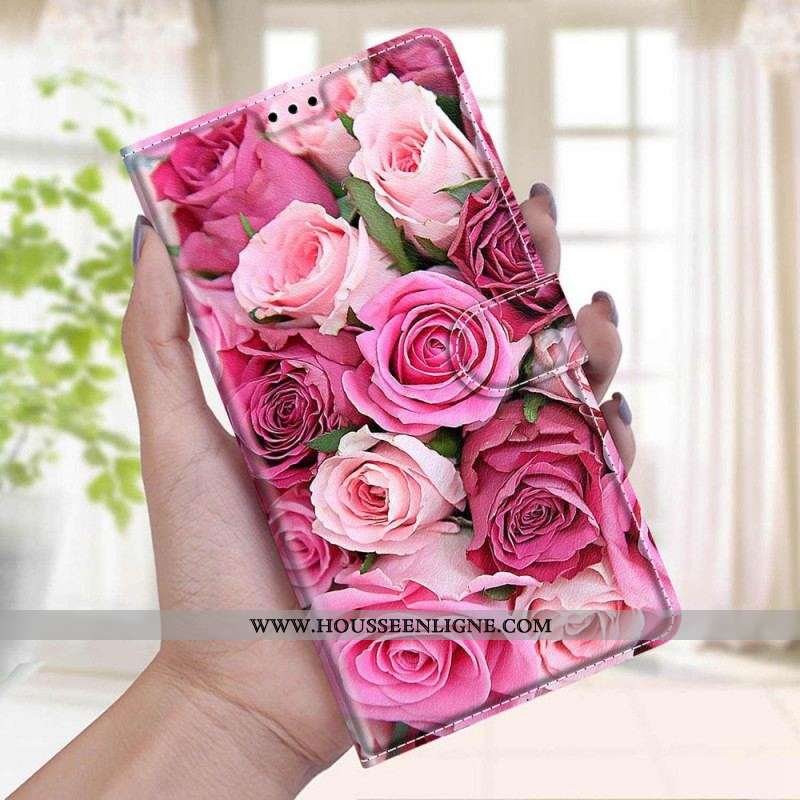 Housse Samsung Galaxy M53 5G Roses avec Lanière