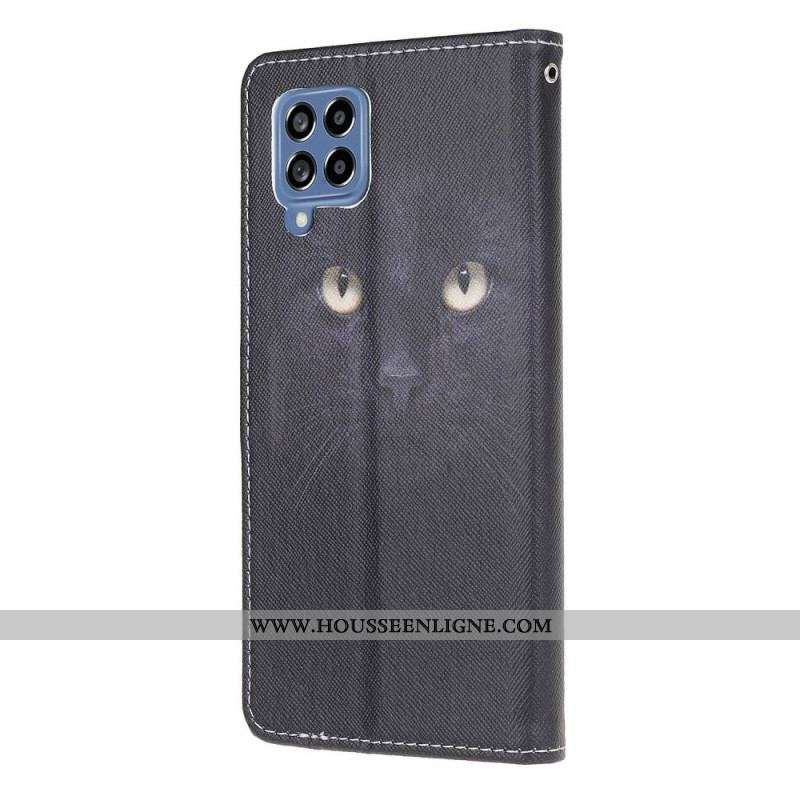 Housse Samsung Galaxy M53 5G Yeux de Chat à Lanière