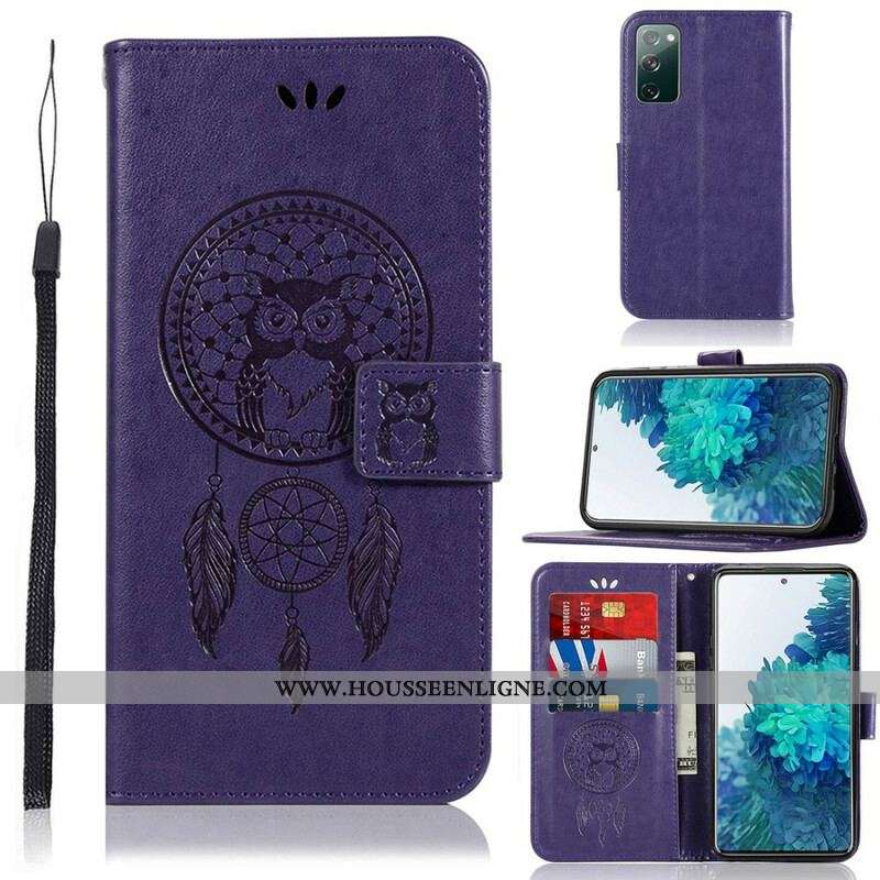 Housse Samsung Galaxy S20 FE Effet Cuir Attrape Rêves Hibou