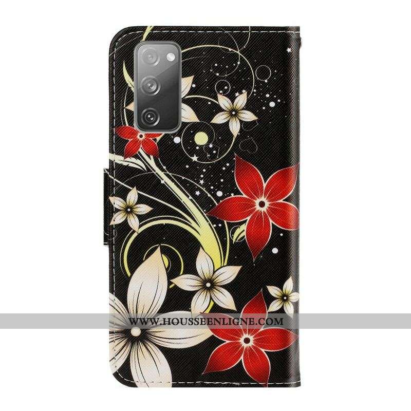 Housse Samsung Galaxy S20 FE Fleurs Colorées à Lanière