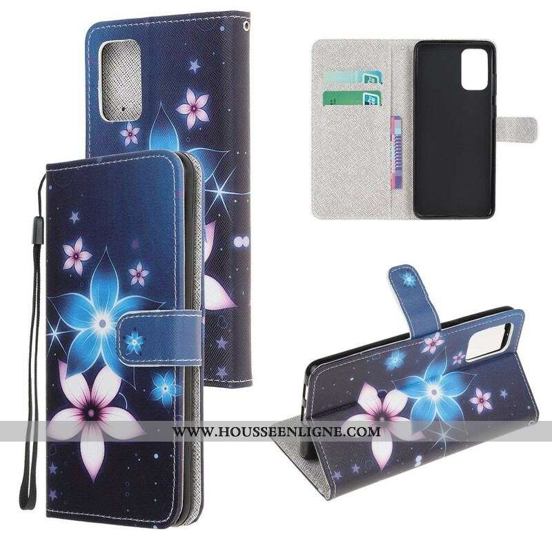 Housse Samsung Galaxy S20 FE Fleurs Lunaires à Lanière