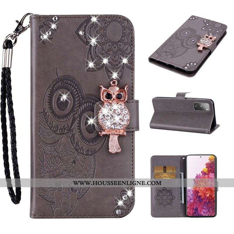 Housse Samsung Galaxy S20 FE Hibou Mandala et Breloque