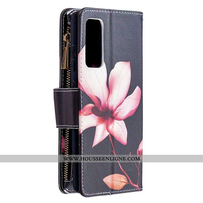 Housse Samsung Galaxy S20 FE Poche Zippée Fleur