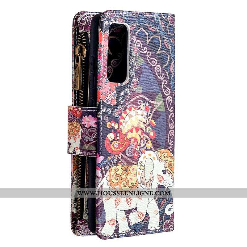 Housse Samsung Galaxy S20 FE Poche Zippée Éléphant