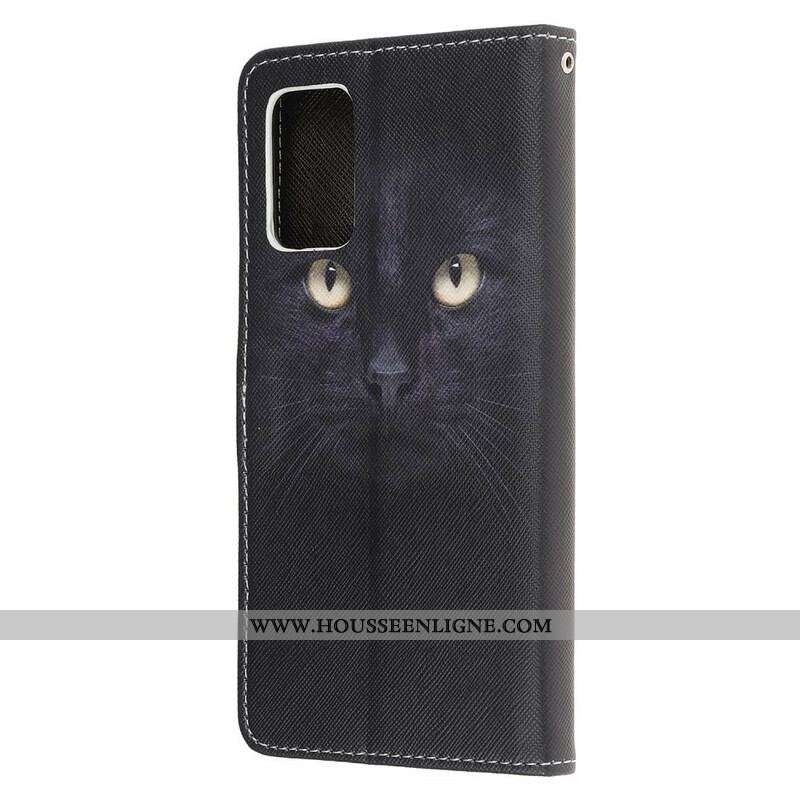 Housse Samsung Galaxy S20 FE Yeux de Chat Noir à Lanière