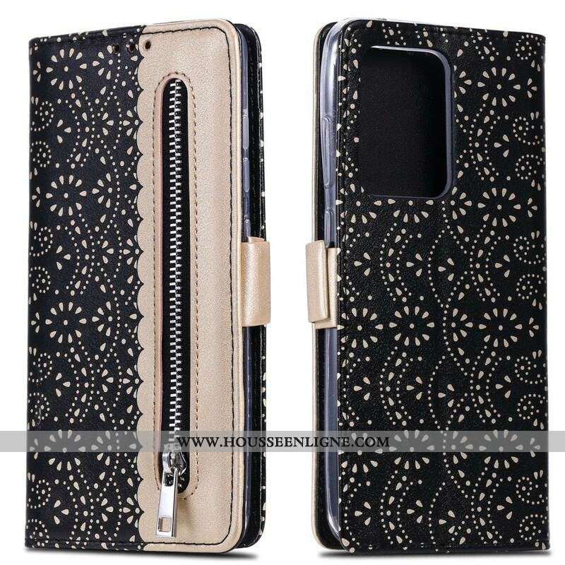 Housse Samsung Galaxy S20 Ultra Dentelle Porte-Monnaie à Lanière