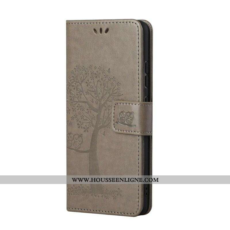 Housse Samsung Galaxy S21 5G Arbre et Hiboux à Lanière